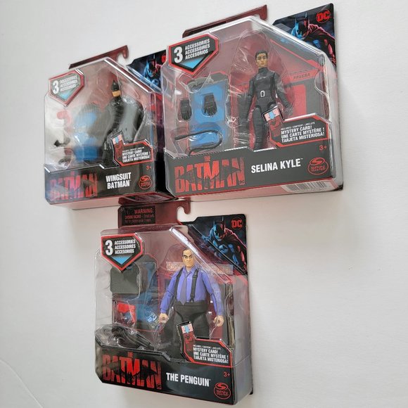 Lot of 3 The Batman figures w/ 3 acc each: The Penguin, Selina Kyle, The Batman - Picture 2 of 12